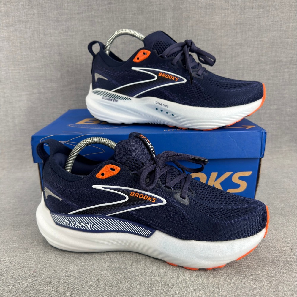 Brooks Glycerin GTS 22 Men's 8.5 Peacoat Blue Ribbon Orange Running Shoes